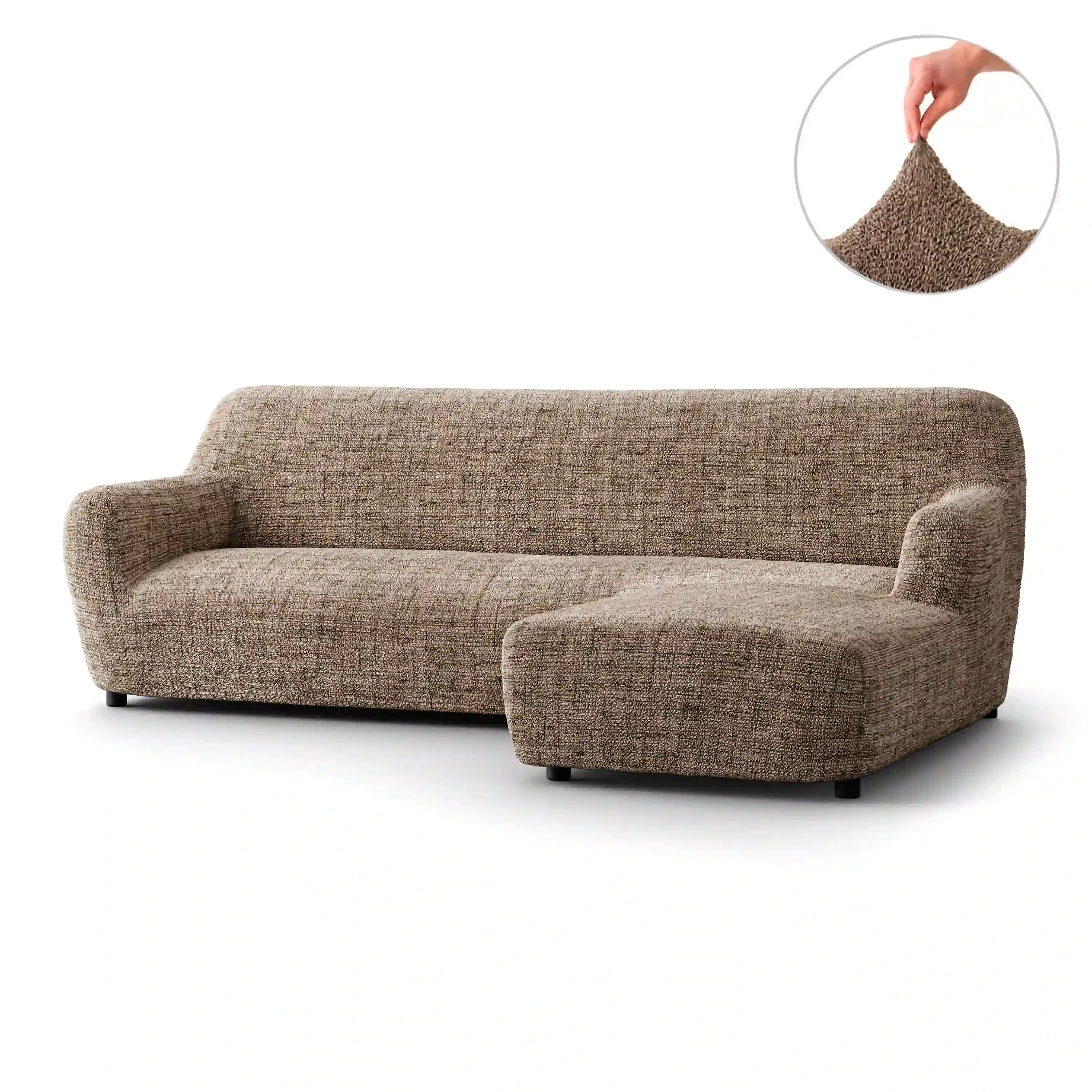 Housse de canapé en L (chaise droite) - Vittoria Latte, collection imprimée en microfibre