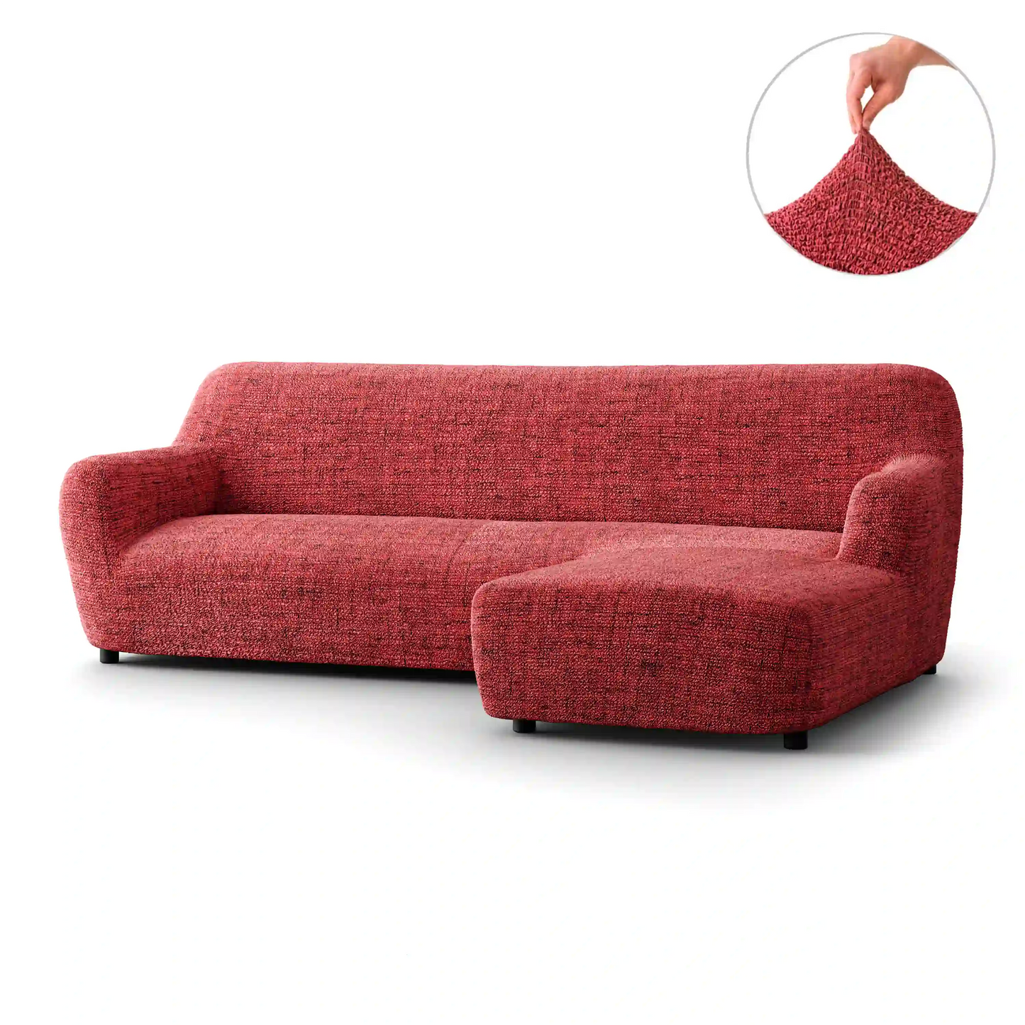 L-Shaped Sofa Cover (Right Chaise) - Vittoria Red, Microfibra Printed Collection