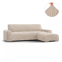L-Shaped Sofa Cover (Right Chaise) - Beige, Velvet Collection