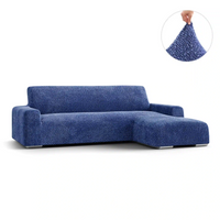 L-Shaped Sofa Cover (Right Chaise) - Blue, Velvet Collection