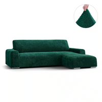 L-Shaped Sofa Cover (Right Chaise) - Green, Velvet Collection