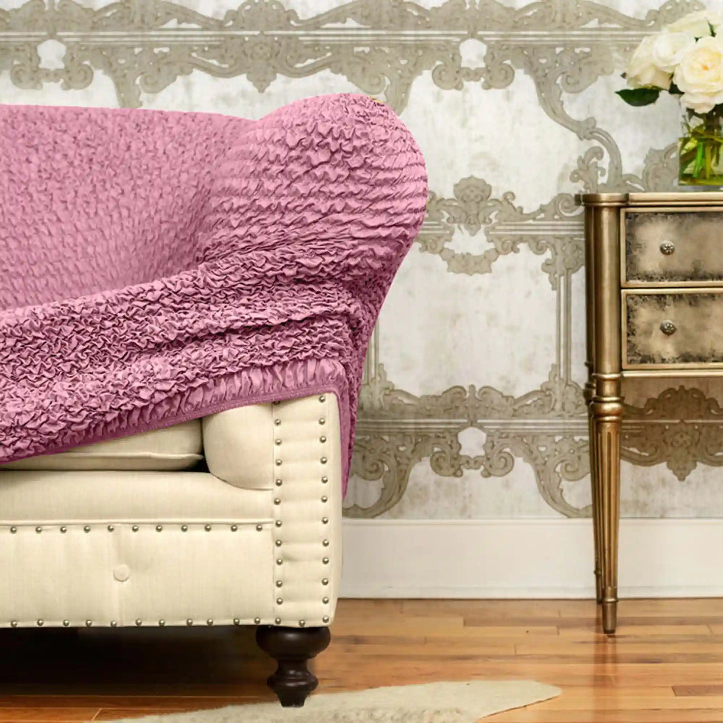 Corner Sofa Cover - Pink, Microfibra