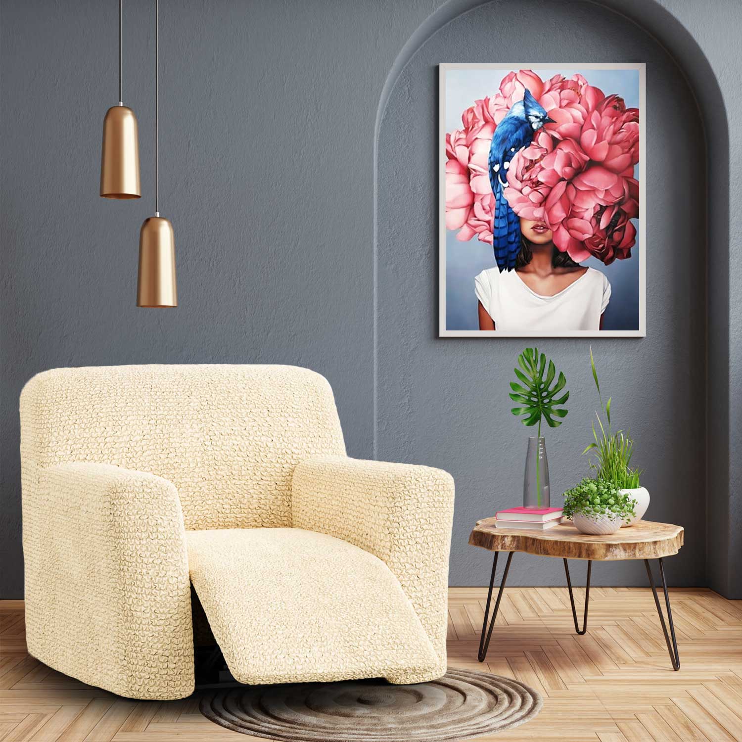 Housse pour fauteuil inclinable - Beige, Microfibre