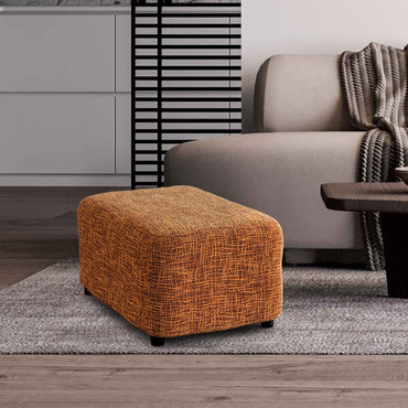 Footstool Cover - Graffio Orange, Microfibra Printed