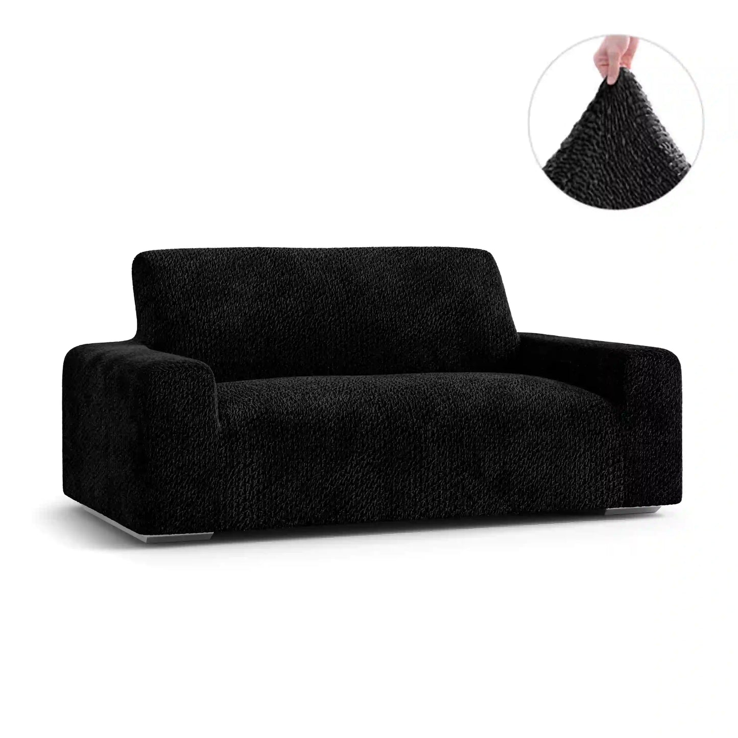 2 Seater Sofa Cover - Black, Velvet Collection