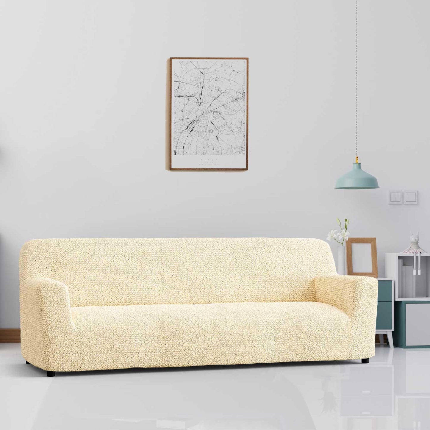 4 Seater Sofa Cover - Beige, Microfibra Collection