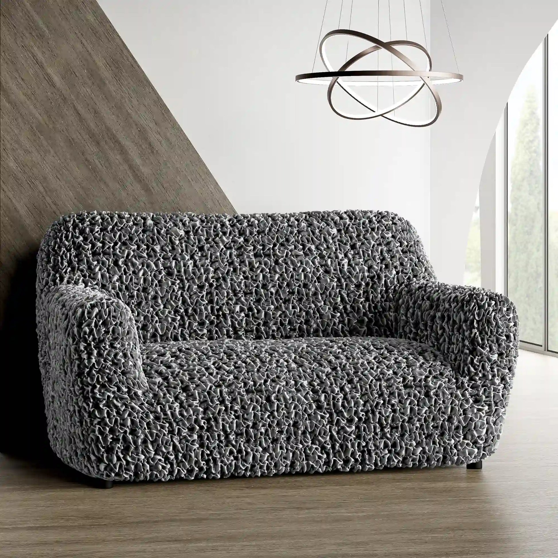 2 Seater Sofa Cover Grey Fuco Velvet