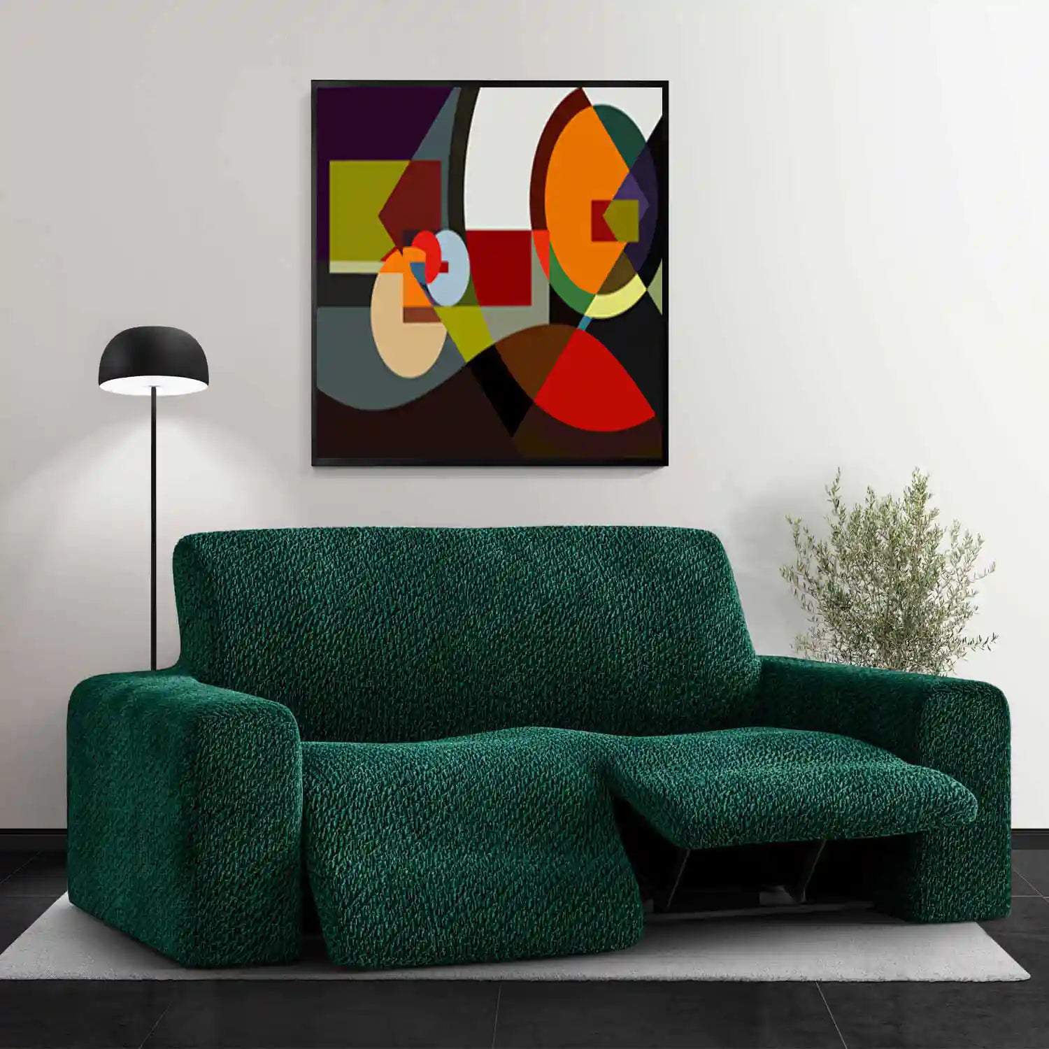 Green velvet recliner shop sofa