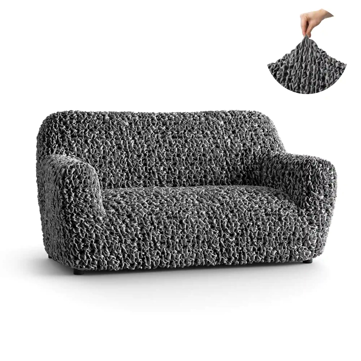 2 Seater Sofa Cover - Grey, Fuco Velvet