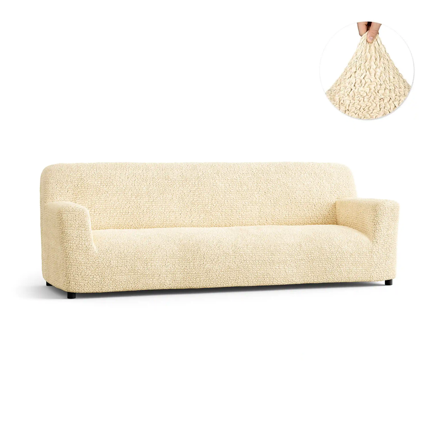 Housse de Canapé 4 Places - Beige, Collection Microfibre