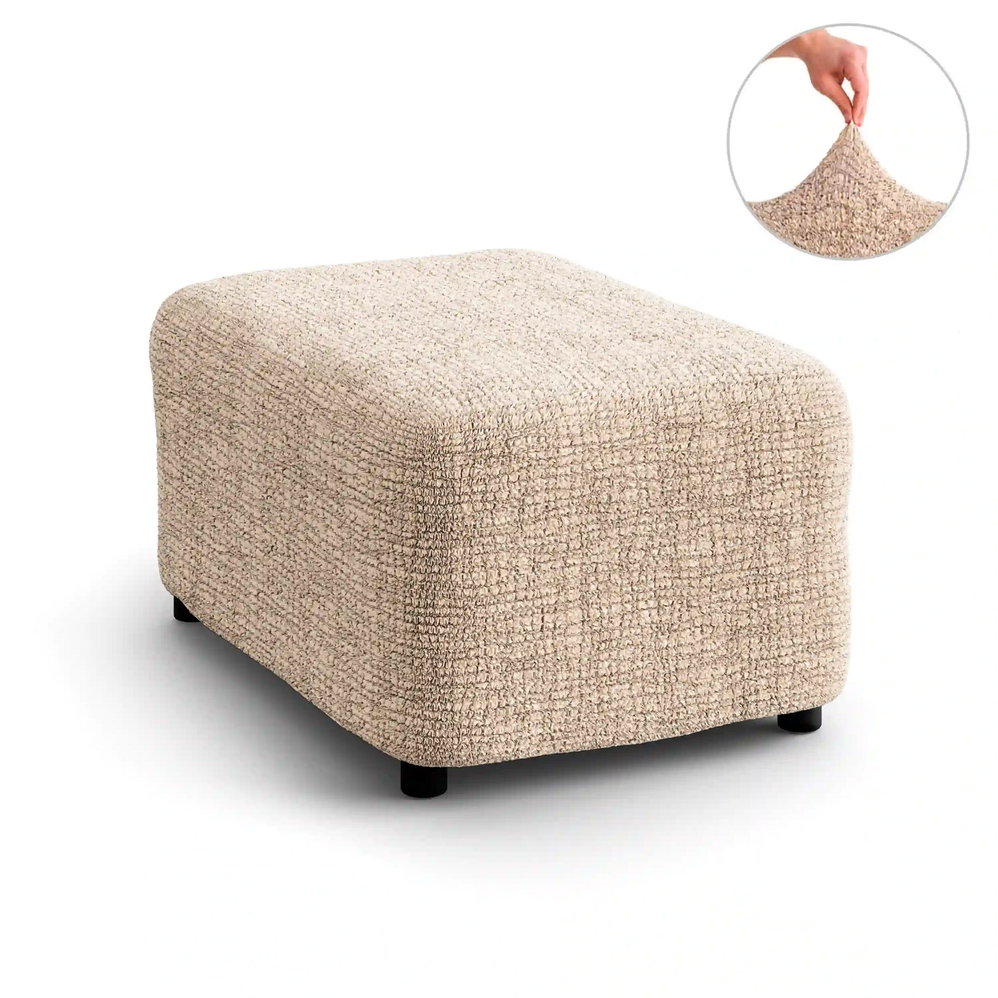 Footstool Cover - Graffio Beige, Microfibra Printed