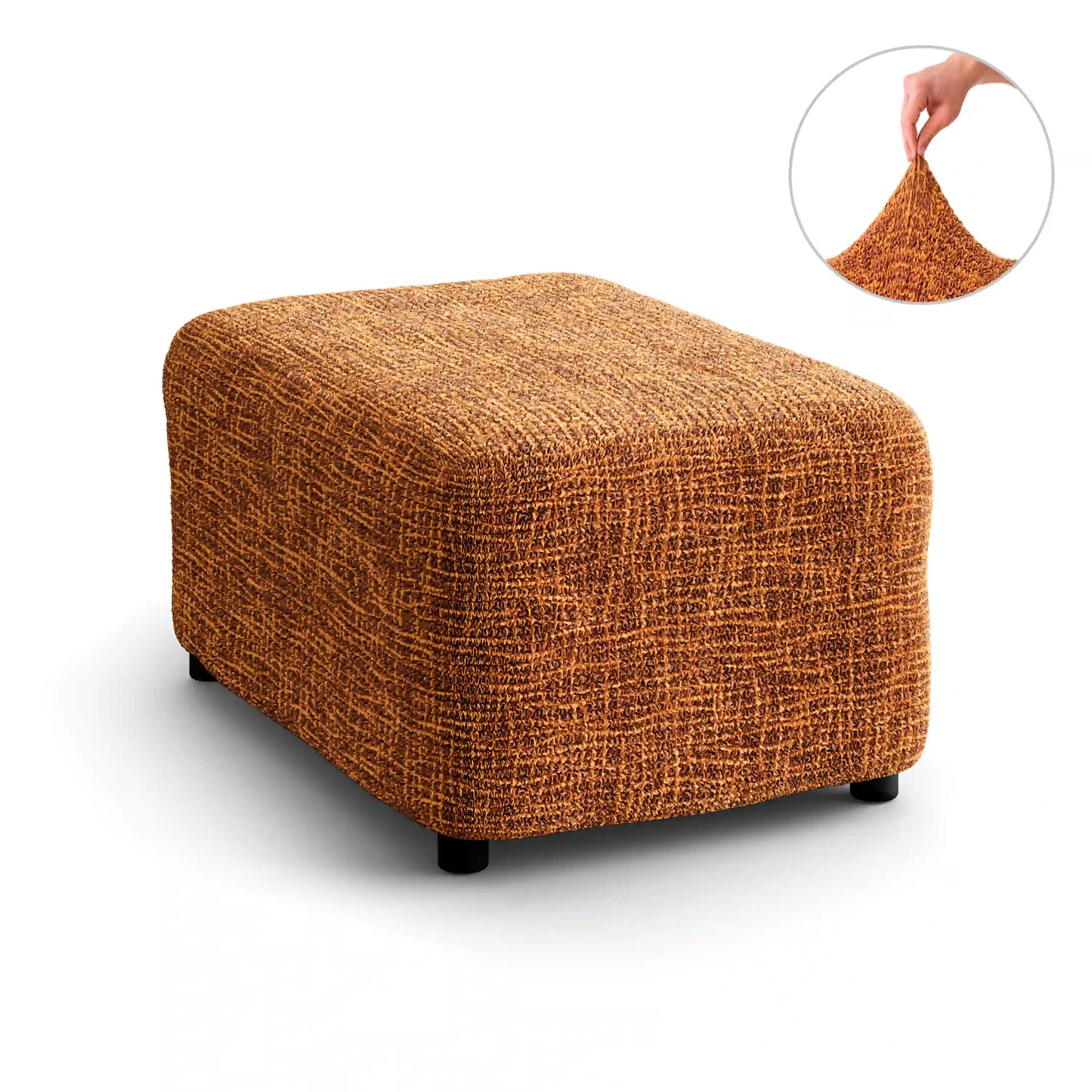 Footstool Cover - Graffio Orange, Microfibra Printed