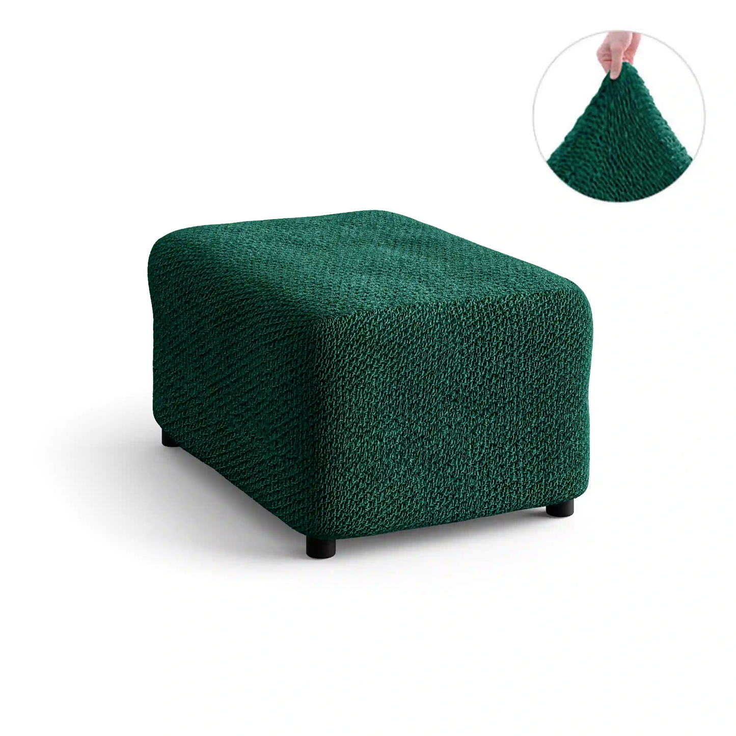 Footstool Cover - Green, Velvet