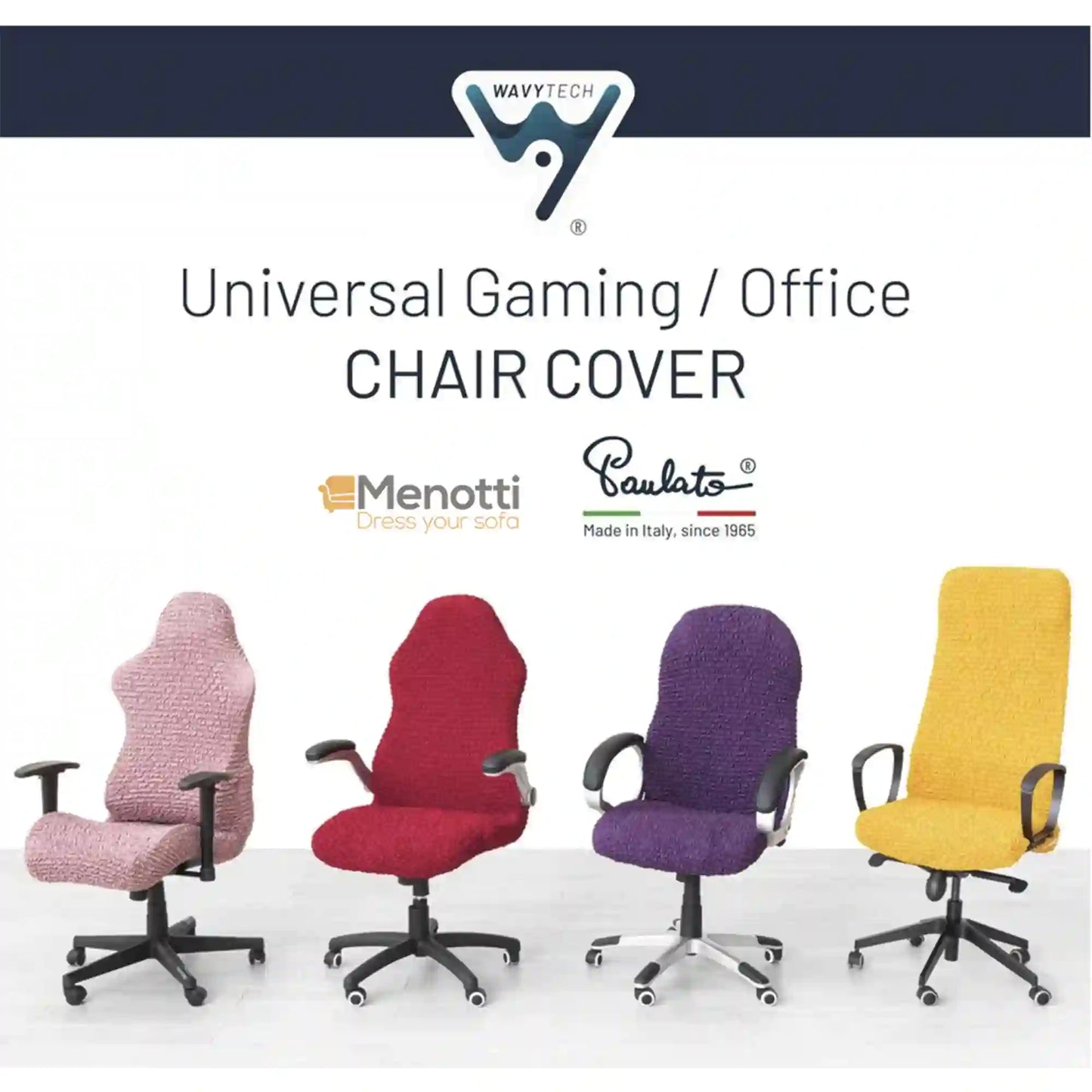 Office/ Gaming Chair Cover - White, Microfibra Collection