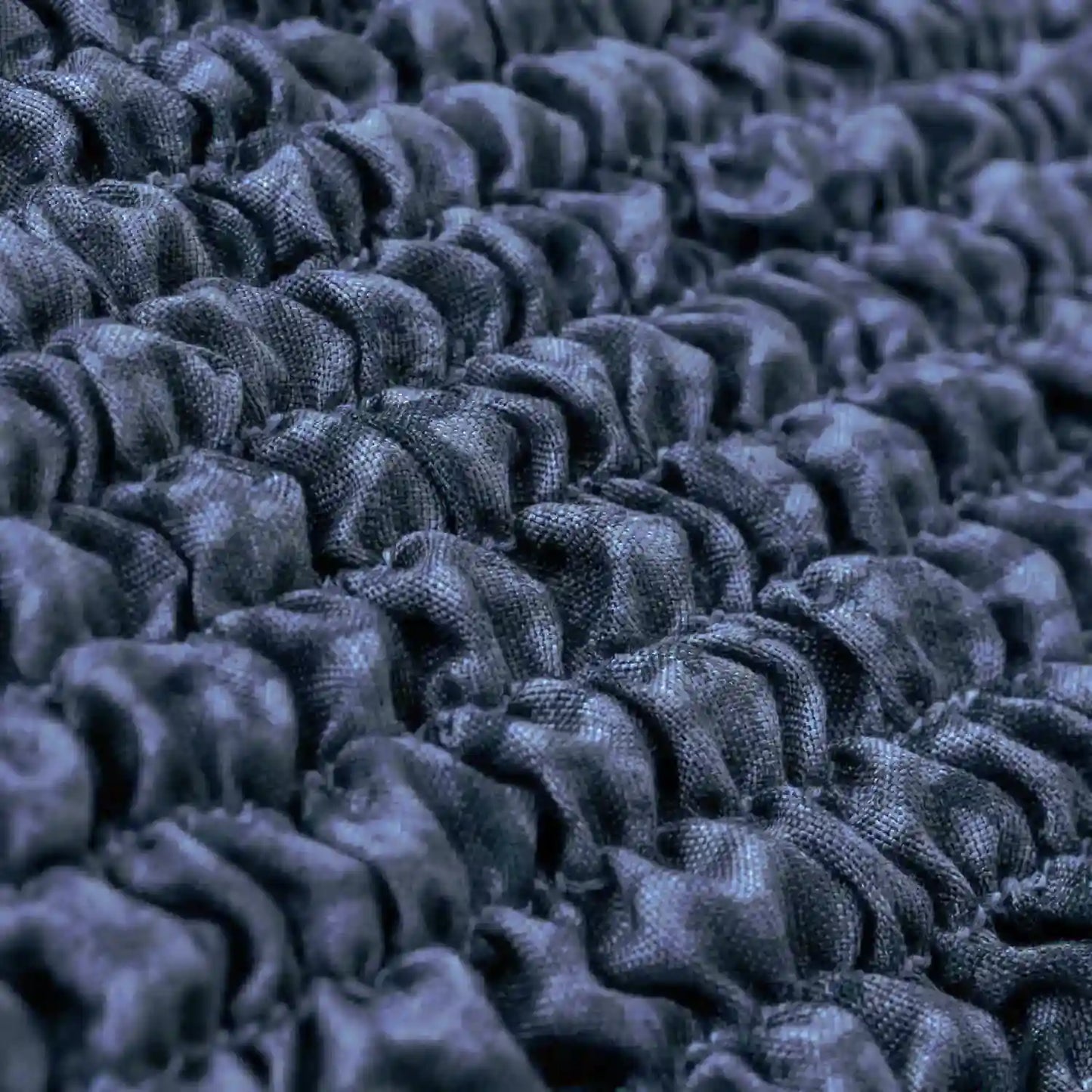 Housse de canapé en L (méridienne droite) - Bleu Vittoria, Collection imprimée en microfibre